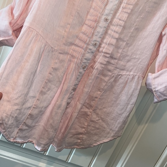 I love linen light pink linen button down Malvin Germany size S/US 6 cottagecore - Picture 13 of 17
